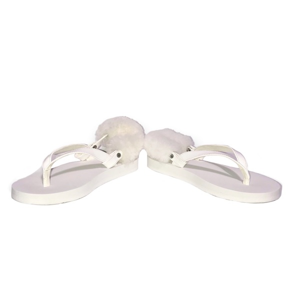 UGG Laalaa White Patent Leather & Shearling Removable Slingback Thong Sandals - Picture 3 of 9